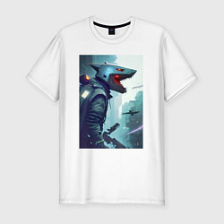 Футболка slim-fit Cyber shark, цвет: белый