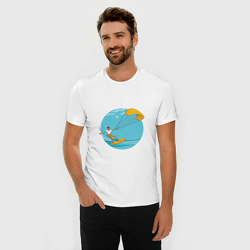 Мужская slim-футболка Кайтер на море / Белый – фото 3