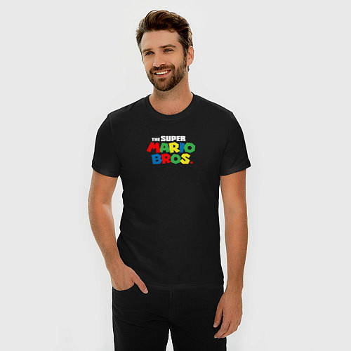 Мужская slim-футболка The Super Mario Bros Братья Супер Марио / Черный – фото 3