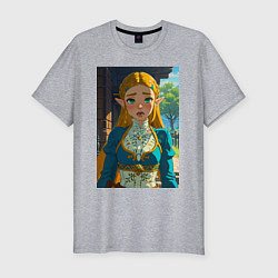 Футболка slim-fit The legend of Zelda - ahegao art, цвет: меланж