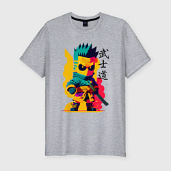 Футболка slim-fit Bart Simpson - samurai - bushido, цвет: меланж