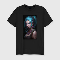 Футболка slim-fit Jinx art Arcane League of Legends, цвет: черный