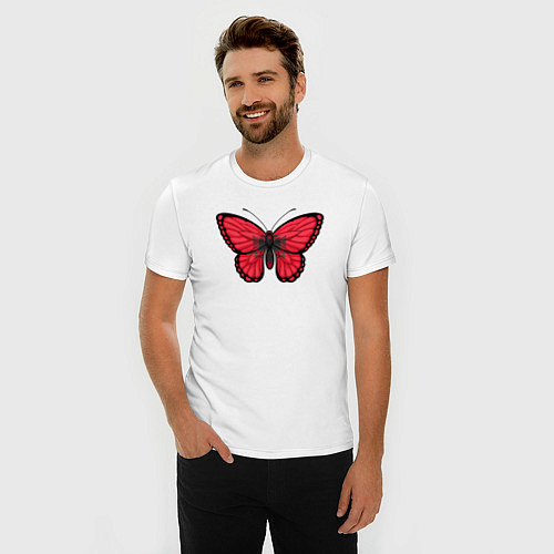 Мужская slim-футболка Албания бабочка / Белый – фото 3