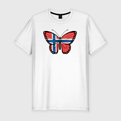 Футболка slim-fit Норвегия бабочка, цвет: белый