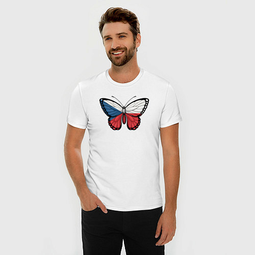 Мужская slim-футболка Чехия бабочка / Белый – фото 3