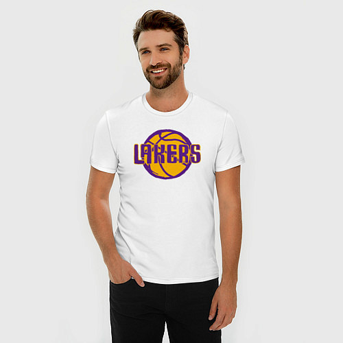 Мужская slim-футболка Lakers ball / Белый – фото 3