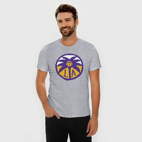 Мужская slim-футболка Lakers California / Меланж – фото 3