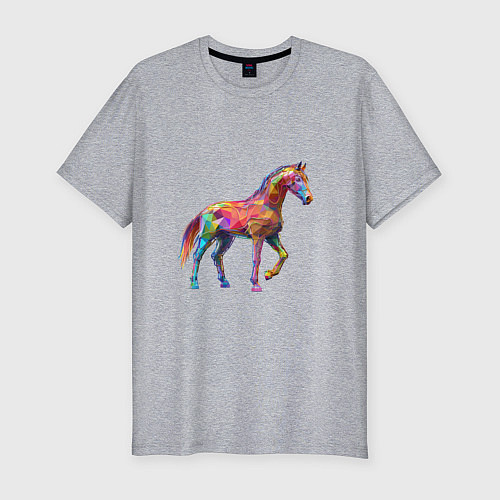 Мужская slim-футболка Конь геометрик / Меланж – фото 1