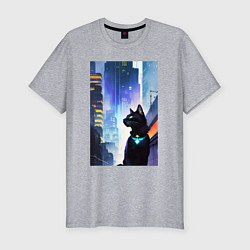 Футболка slim-fit Black cat - a resident of the metropolis - New Yor, цвет: меланж