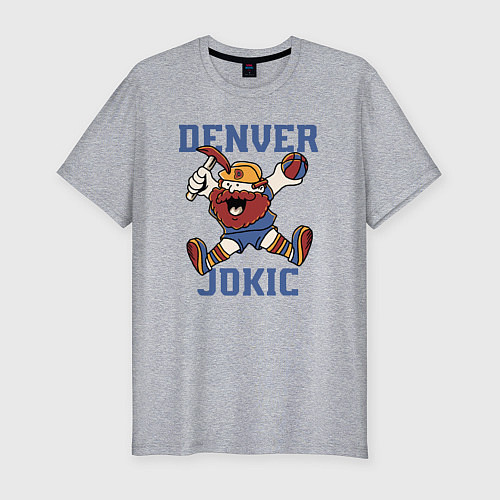 Мужская slim-футболка Denver Jokic / Меланж – фото 1