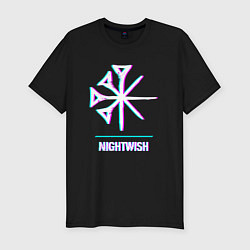 Футболка slim-fit Nightwish glitch rock, цвет: черный