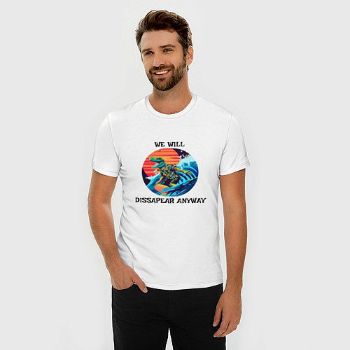 Мужская slim-футболка Positive Dino / Белый – фото 3