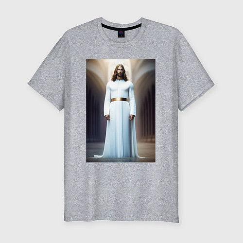 Мужская slim-футболка Иисус Христос / Меланж – фото 1