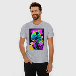 Футболка slim-fit Dino astronaut - neural network, цвет: меланж — фото 2