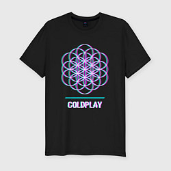 Футболка slim-fit Coldplay glitch rock, цвет: черный