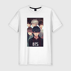 Футболка slim-fit Bts рисунок, цвет: белый