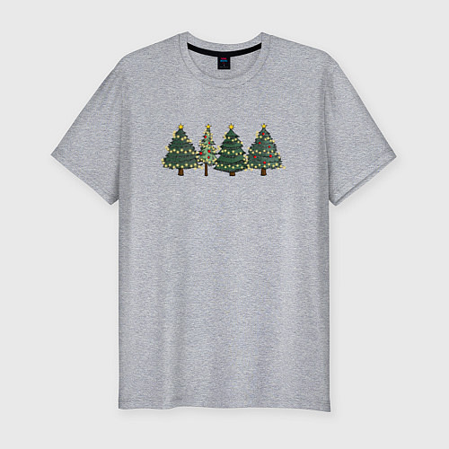 Мужская slim-футболка Новогодние деревья / Меланж – фото 1