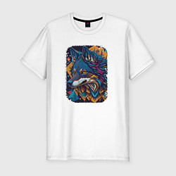 Футболка slim-fit Abstract Wolf, цвет: белый