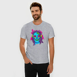 Футболка slim-fit Blue skull, цвет: меланж — фото 2