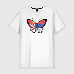 Футболка slim-fit Бабочка Сербия, цвет: белый