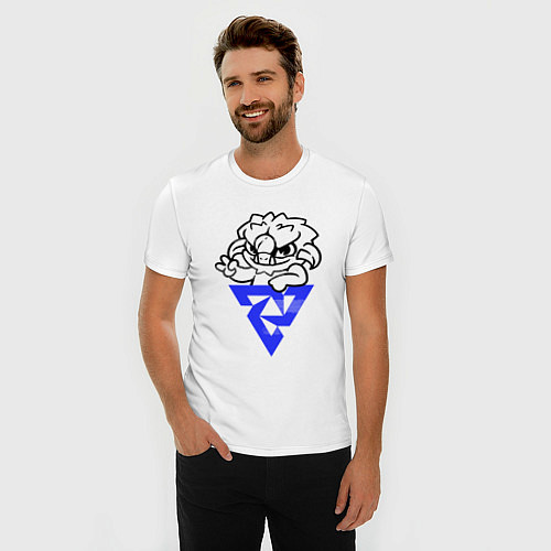 Мужская slim-футболка Тундра Испортс Динозавр / Белый – фото 3