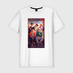 Футболка slim-fit BTS anime art style, цвет: белый