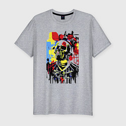 Футболка slim-fit Skull - pop art - sketch, цвет: меланж