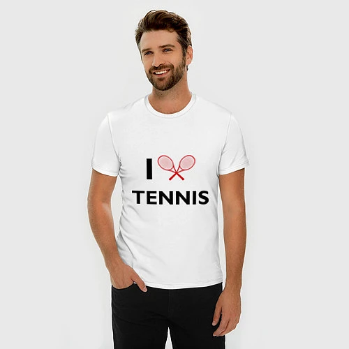 Мужская slim-футболка I Love Tennis / Белый – фото 3