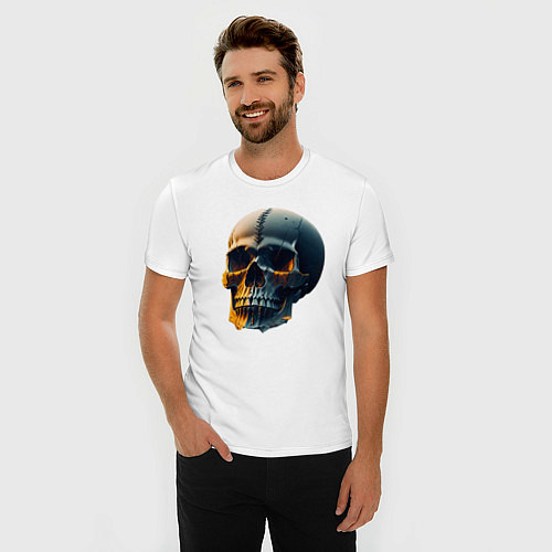 Мужская slim-футболка Арт череп / Белый – фото 3
