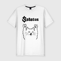 Футболка slim-fit Sabaton - rock cat, цвет: белый