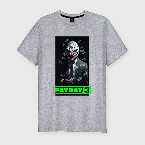 Мужская slim-футболка Payday 3 mask / Меланж – фото 1