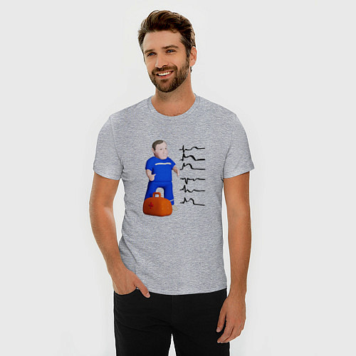 Мужская slim-футболка Доктор читает электрокардиограмму / Меланж – фото 3