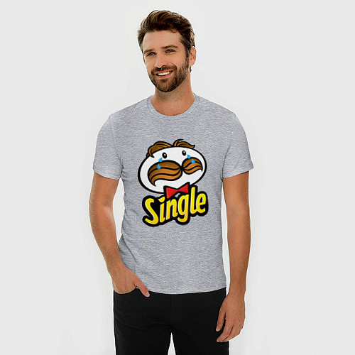 Мужская slim-футболка Single / Меланж – фото 3