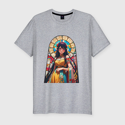 Мужская slim-футболка Ай хоширо - витраж / Меланж – фото 1