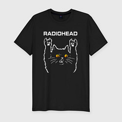 Футболка slim-fit Radiohead rock cat, цвет: черный