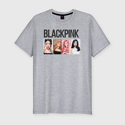 Футболка slim-fit Корейская поп-группа Blackpink, анимационный стиль, цвет: меланж