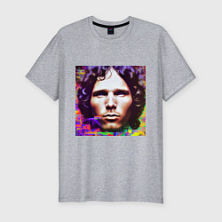 Футболка slim-fit Jim Morrison Glitch 25 Digital Art, цвет: меланж