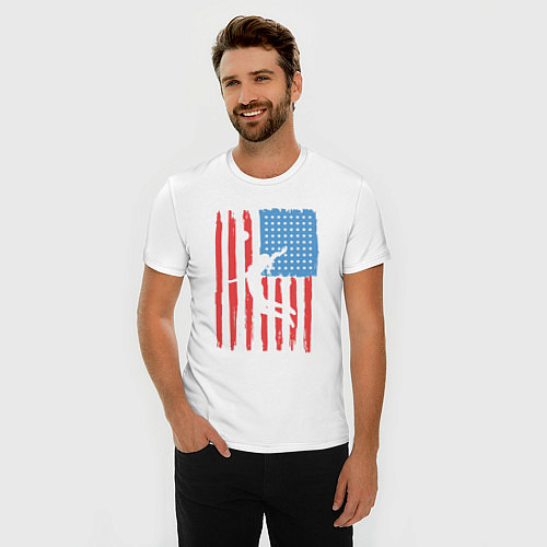 Мужская slim-футболка USA girl volleyball / Белый – фото 3