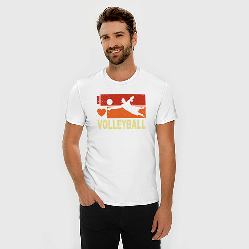 Мужская slim-футболка Я люблю волейбол / Белый – фото 3