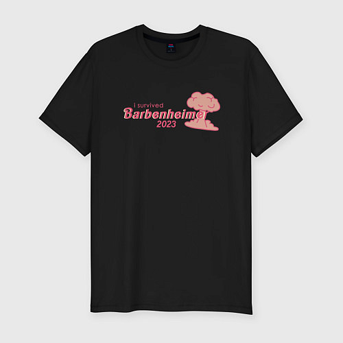 Мужская slim-футболка Barbenheimer or Oppenbarbie meme / Черный – фото 1