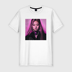 Футболка slim-fit Blackpink Jennie аниме рисунок, цвет: белый