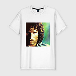 Футболка slim-fit Jim Morrison One eye Digital Art, цвет: белый