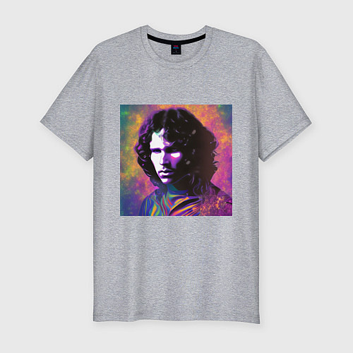 Мужская slim-футболка Jim Morrison few color digital Art / Меланж – фото 1