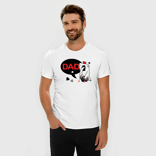 Мужская slim-футболка Dad cock / Белый – фото 3