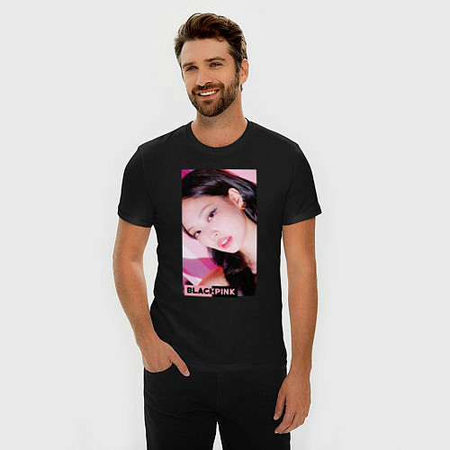 Мужская slim-футболка Дженни из блэкпинк / Черный – фото 3
