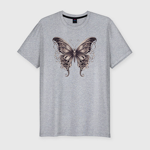 Мужская slim-футболка Бронзовая бабочка / Меланж – фото 1