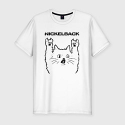 Футболка slim-fit Nickelback - rock cat, цвет: белый