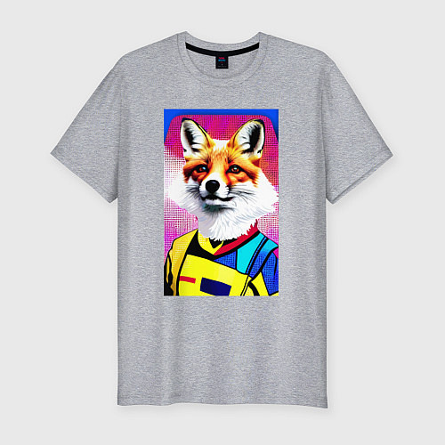 Мужская slim-футболка Fox - pop art - fashionista / Меланж – фото 1