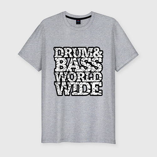 Мужская slim-футболка Drum and bass world wide / Меланж – фото 1