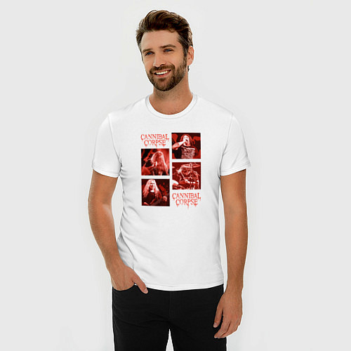 Мужская slim-футболка Cannibal Corpse музыканты / Белый – фото 3